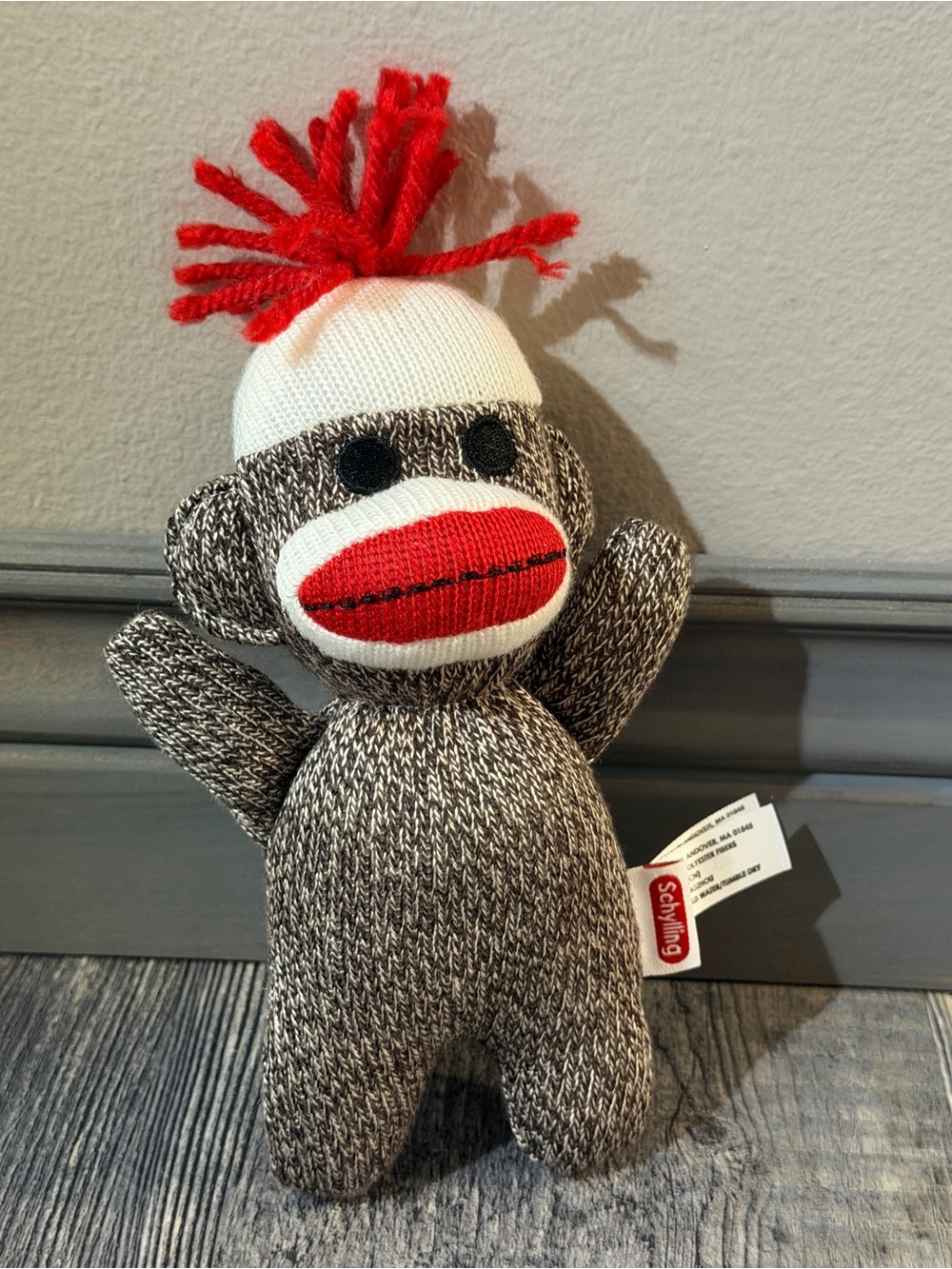 Schylling Sock Monkey Plush Stuffed Animal Red Heel Classic Toy